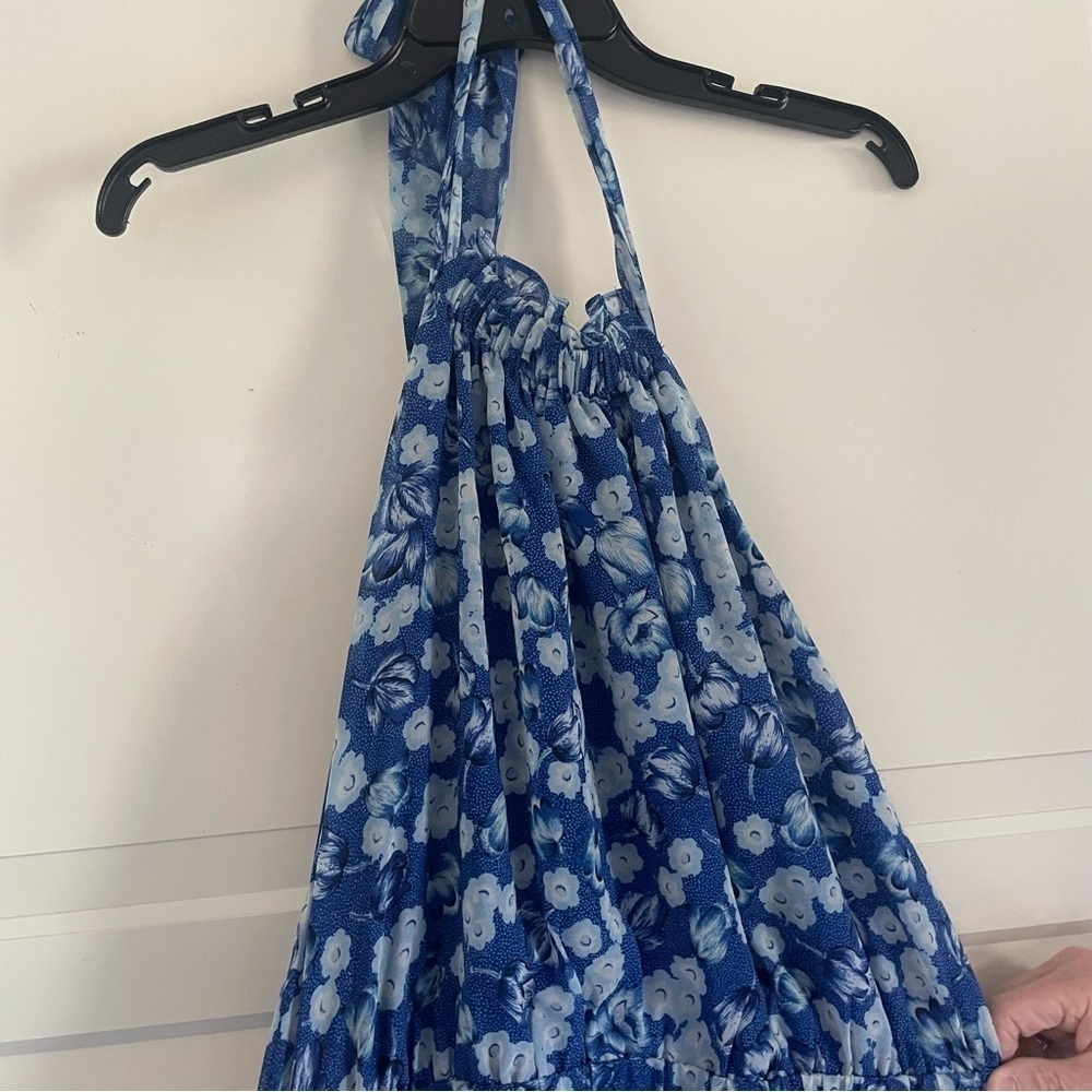 New! Chelsea28 Blue Surf Astr Floral Strapless Dress Nwt 30975 — image 7 of 8